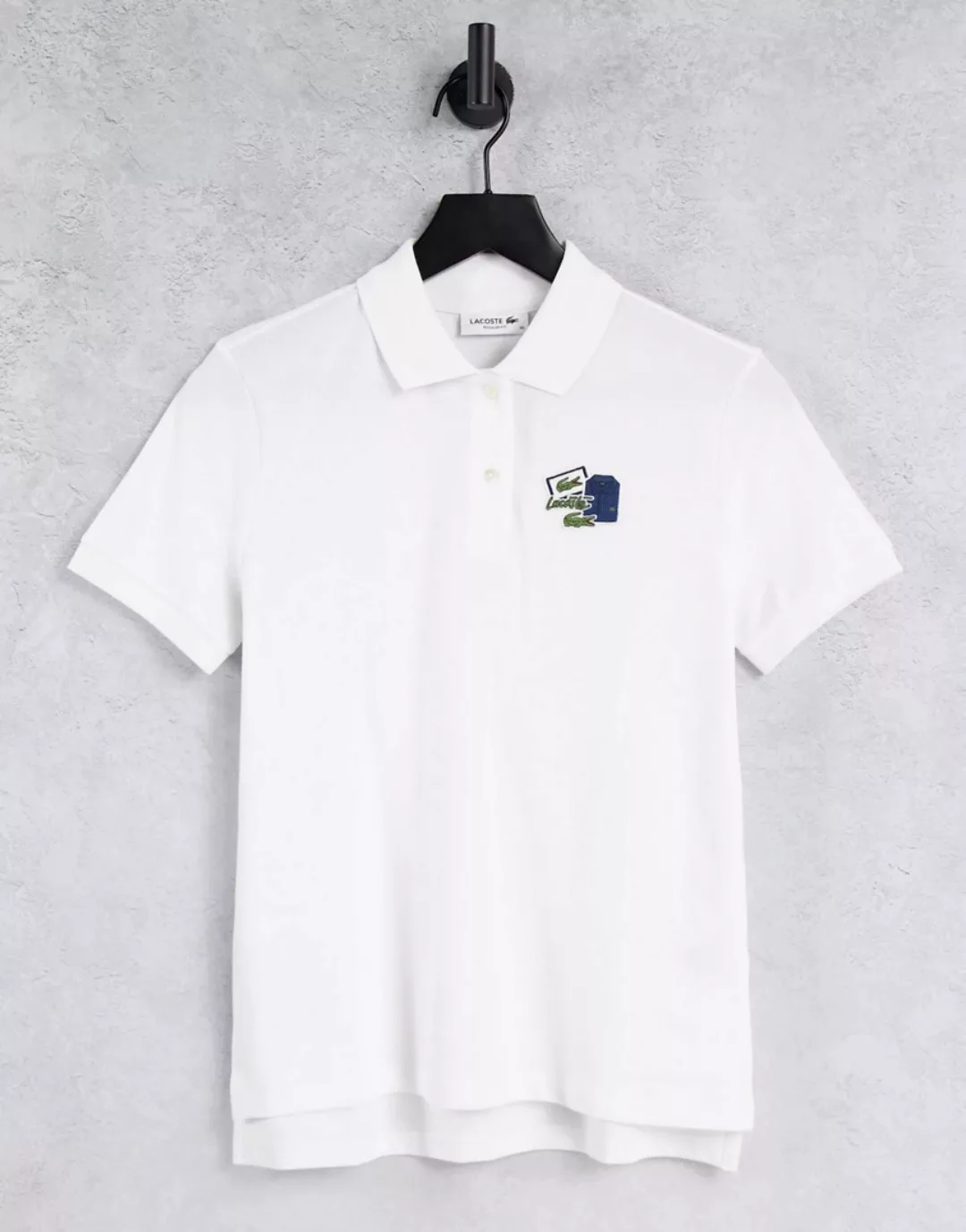 Lacoste – Polohemd in Weiß mit Logodetail günstig online kaufen