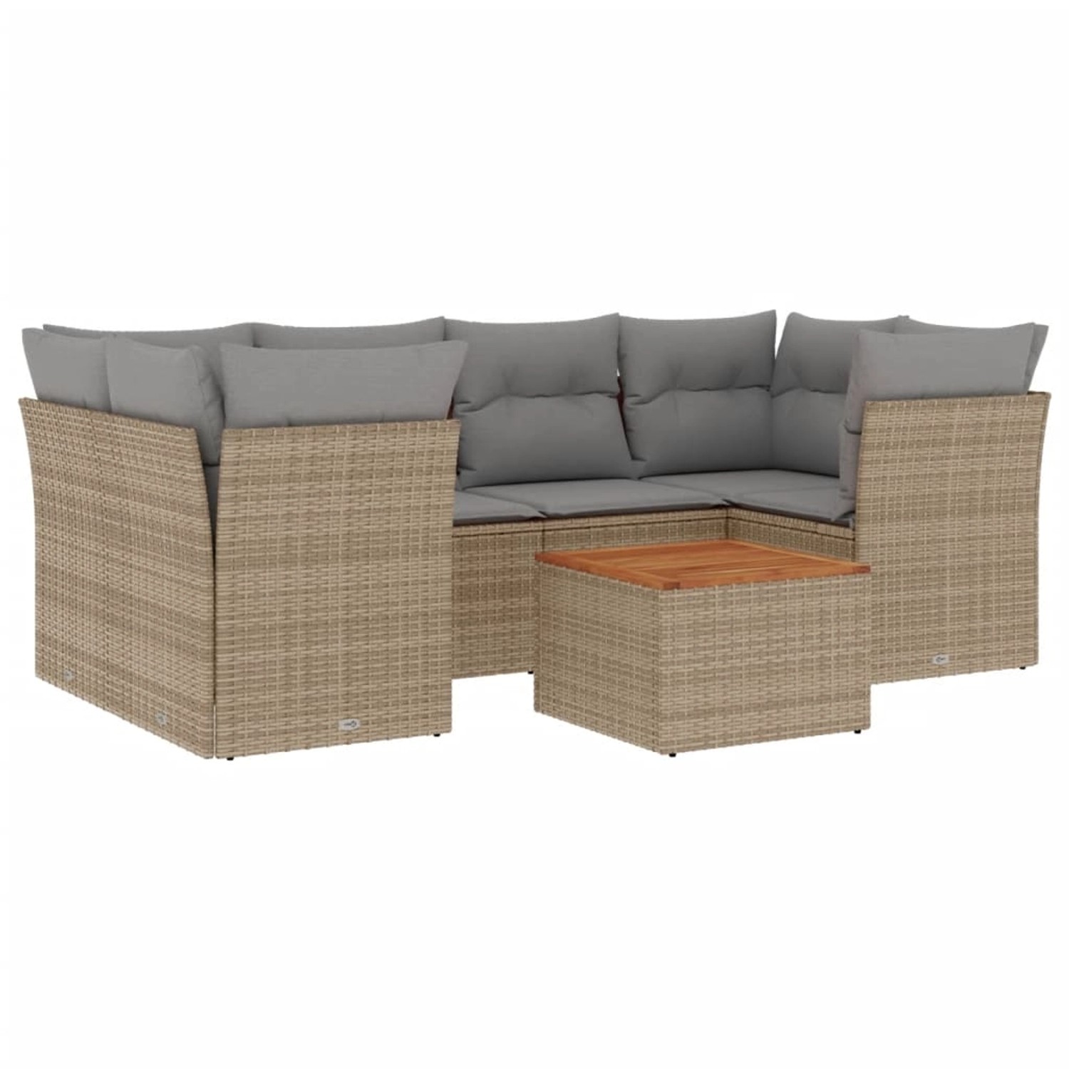 vidaXL 7-Tlg Garten-Sofagarnitur mit Kissen Beige Poly Rattan 3223497 günstig online kaufen