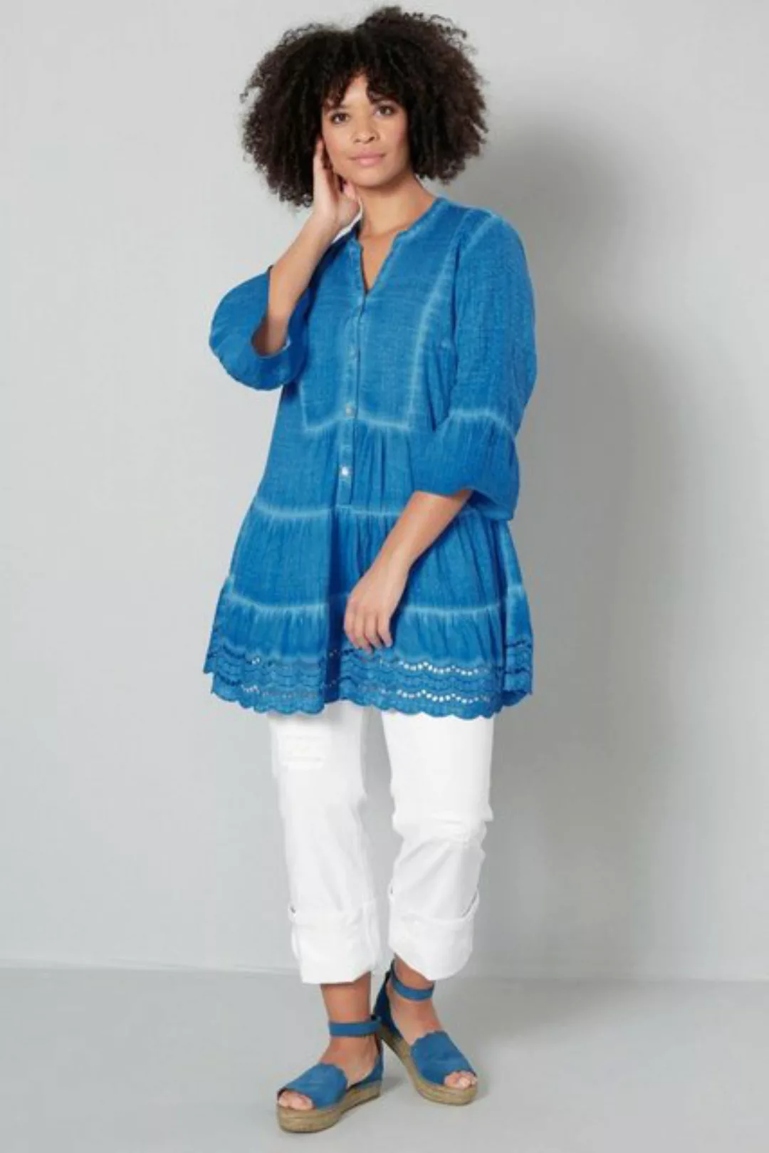 Angel of Style Tunika Tunika-Bluse A-Line cold dyed Tunika-Ausschnitt günstig online kaufen