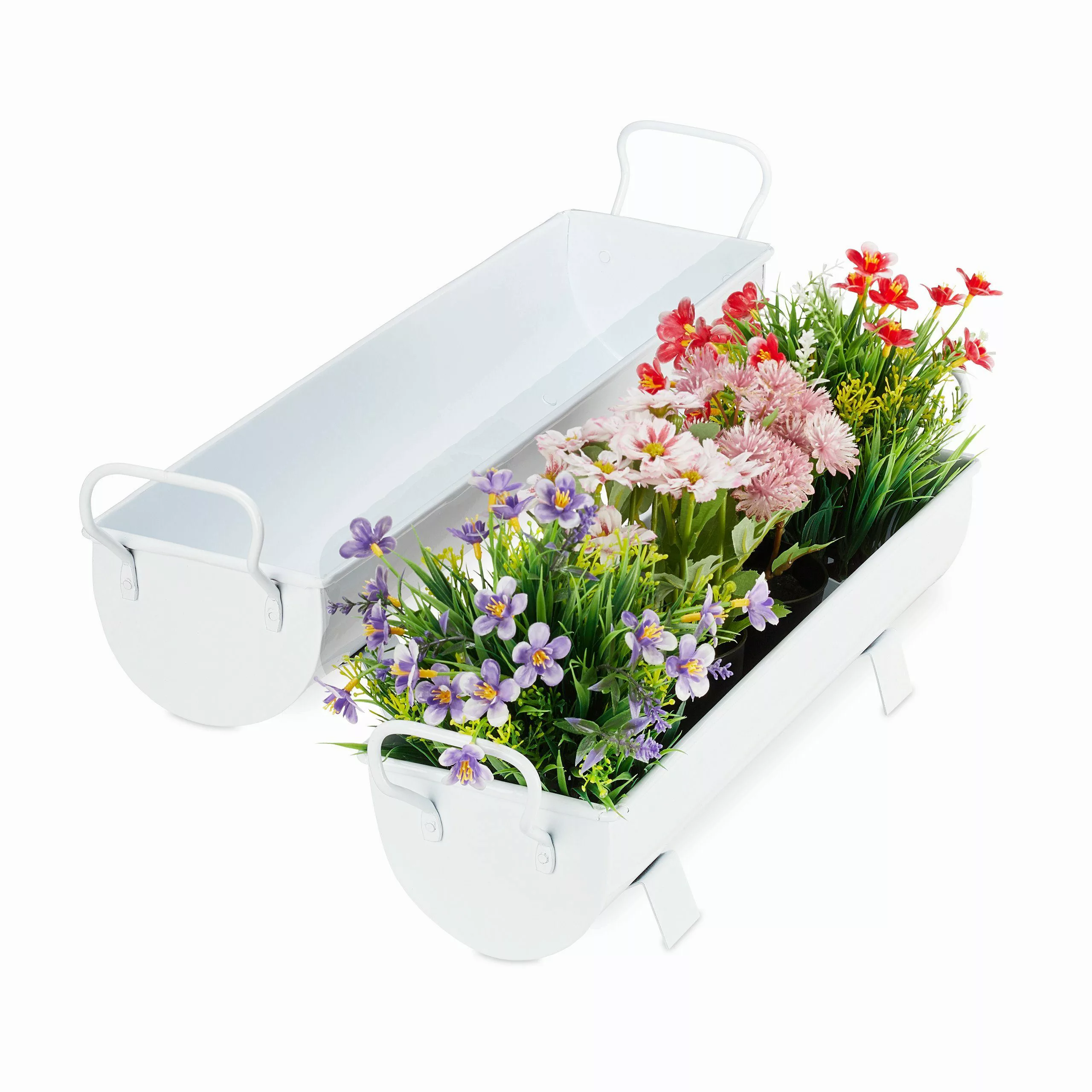 relaxdays Blumenkasten Dachrinne 2er Set, Weiß günstig online kaufen