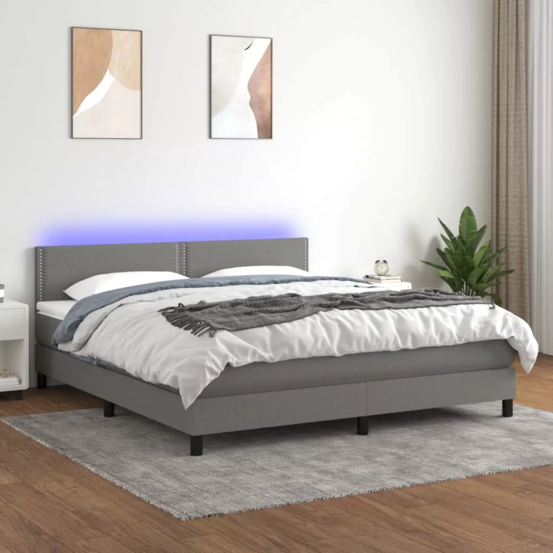 Vidaxl Boxspringbett Mit Matratze & Led Dunkelgrau 160x200 Cm Stoff günstig online kaufen