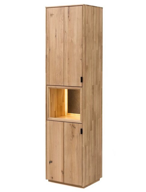 expendio Vitrine Porto 3 Eiche bianco massiv 50x203x42 cm mit Steinrückwand günstig online kaufen