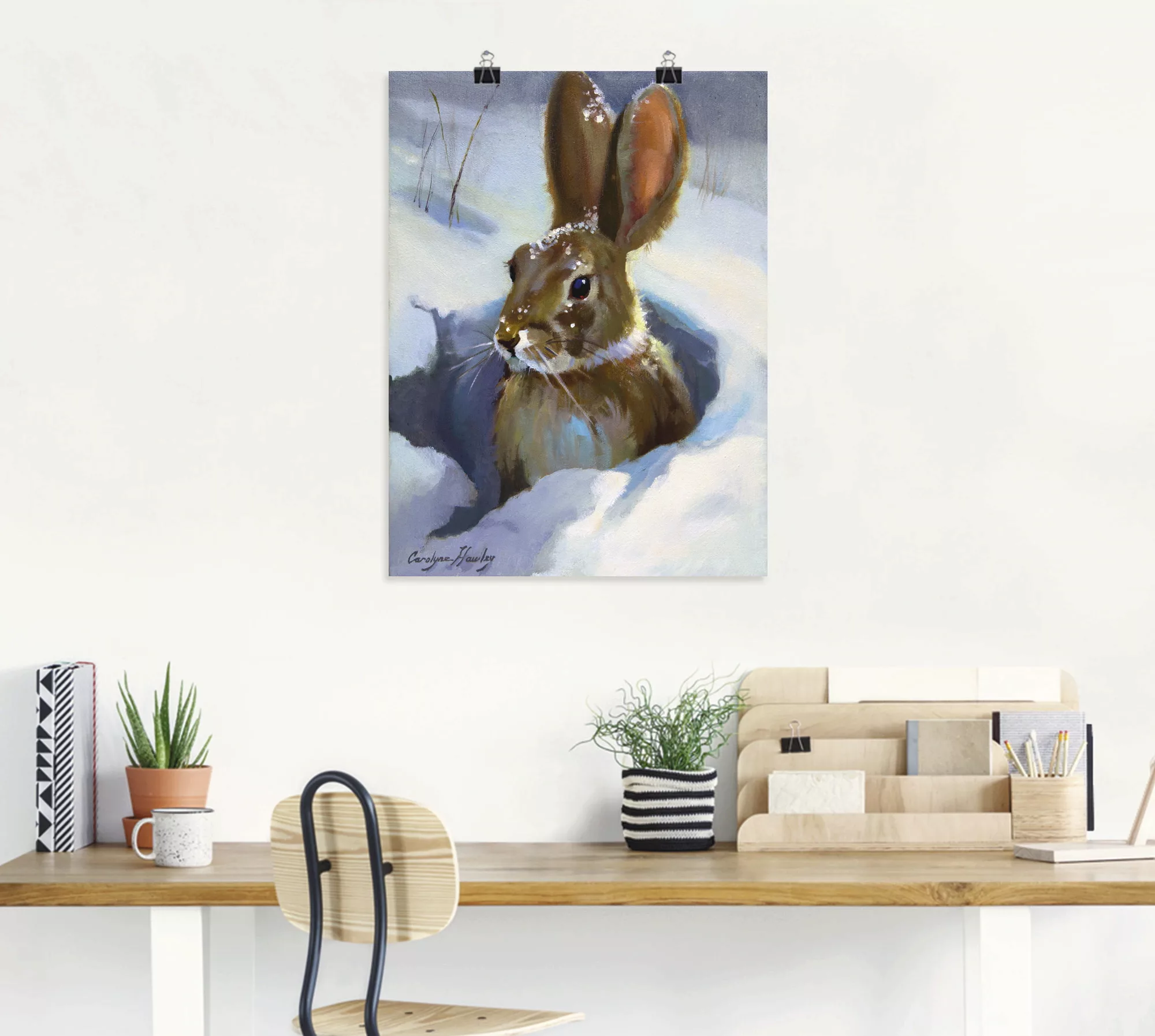 Artland Wandbild "Schneehase", Wildtiere, (1 St.), als Leinwandbild, Poster günstig online kaufen