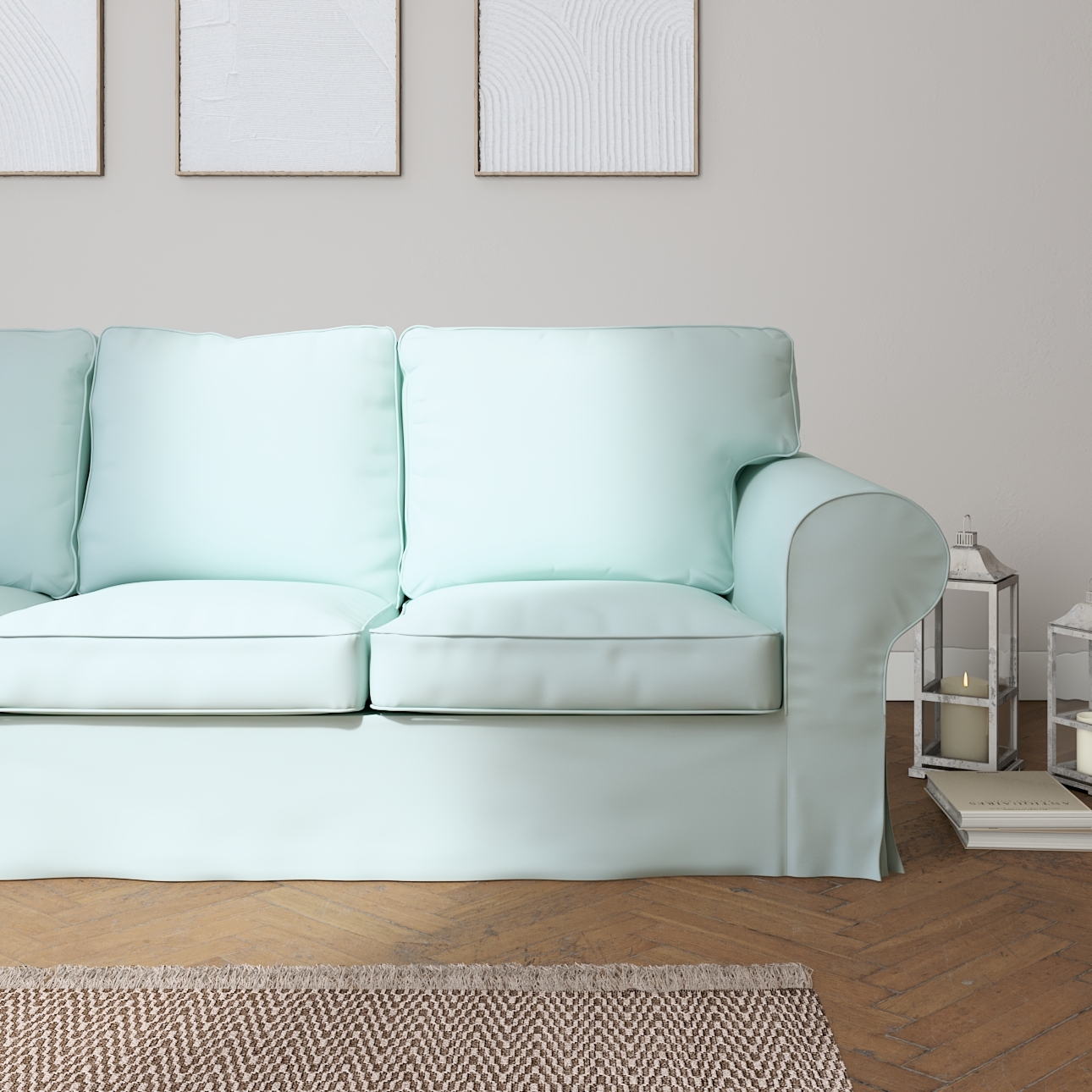 Bezug für Ektorp 3-Sitzer Sofa nicht ausklappbar, hellblau, Sofabezug für E günstig online kaufen