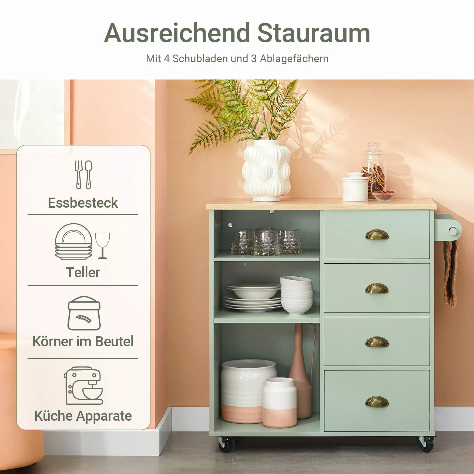SoBuy Küchenwagen FKW127, Rollwagen Küchenwagen Kücheninsel günstig online kaufen
