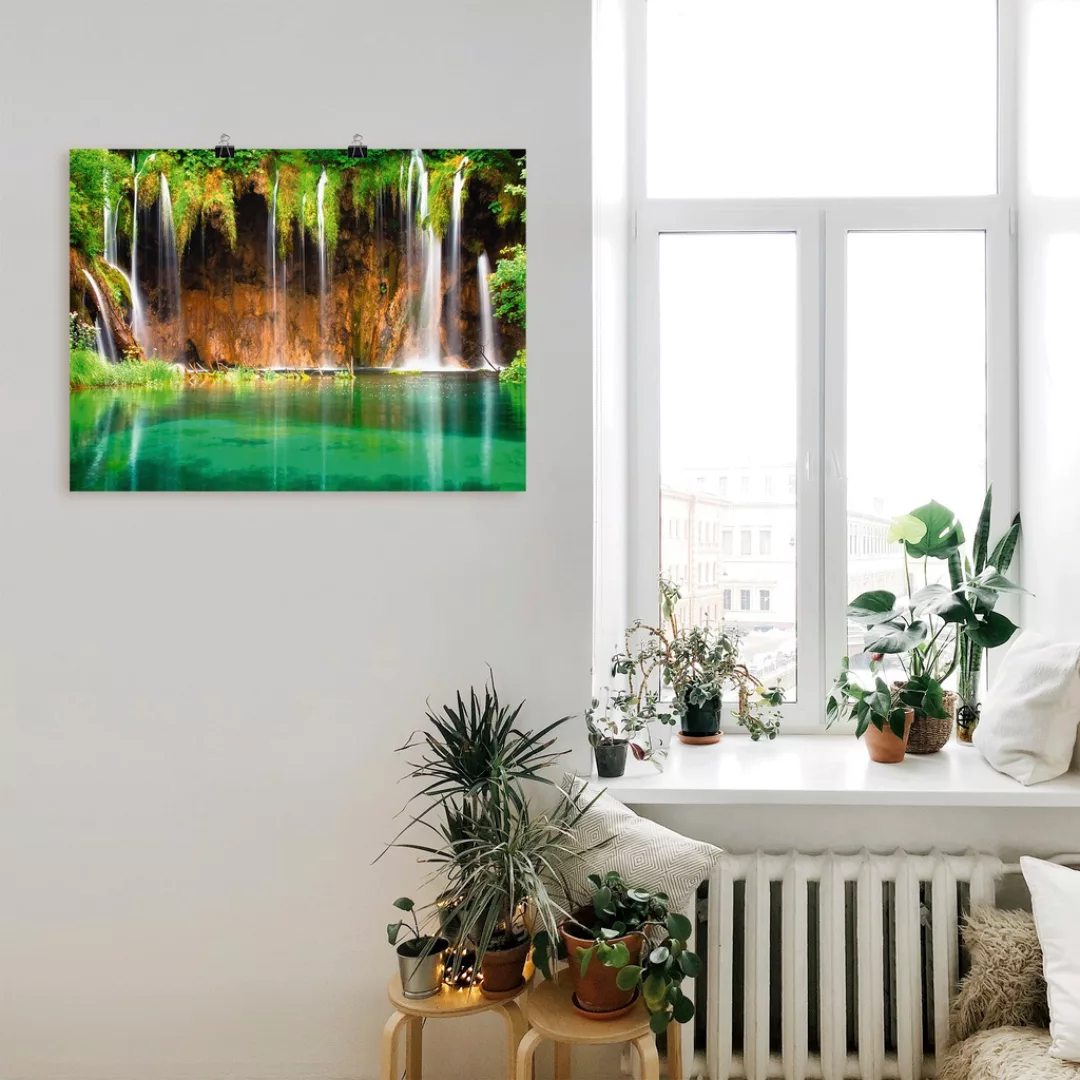 Artland Wandbild "Schöner Wasserfall im Wald", Gewässer, (1 St.), als Leinw günstig online kaufen