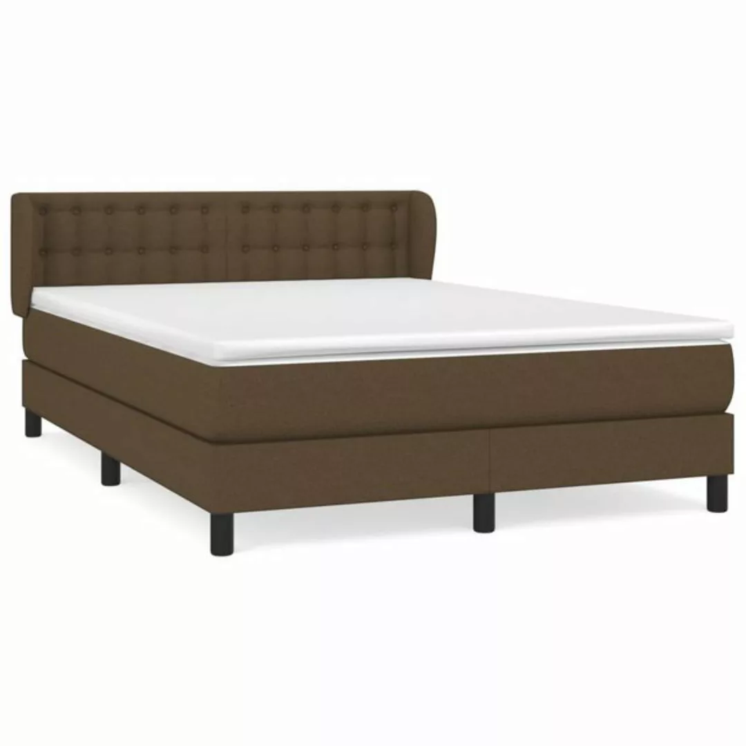 vidaXL Bettgestell Boxspringbett mit Matratze Dunkelbraun 140x200 cm Stoff günstig online kaufen