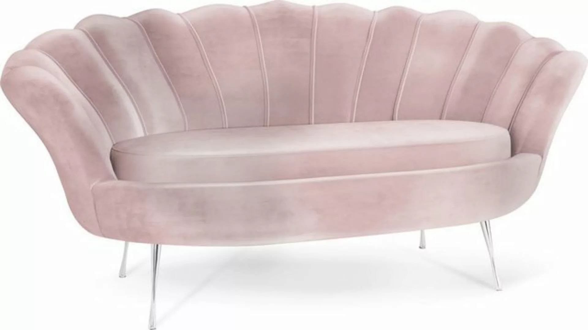 WFL GROUP Sofa Muschel, Samt 2-Sitzer Couch mit Golden oder Silber Metallbe günstig online kaufen