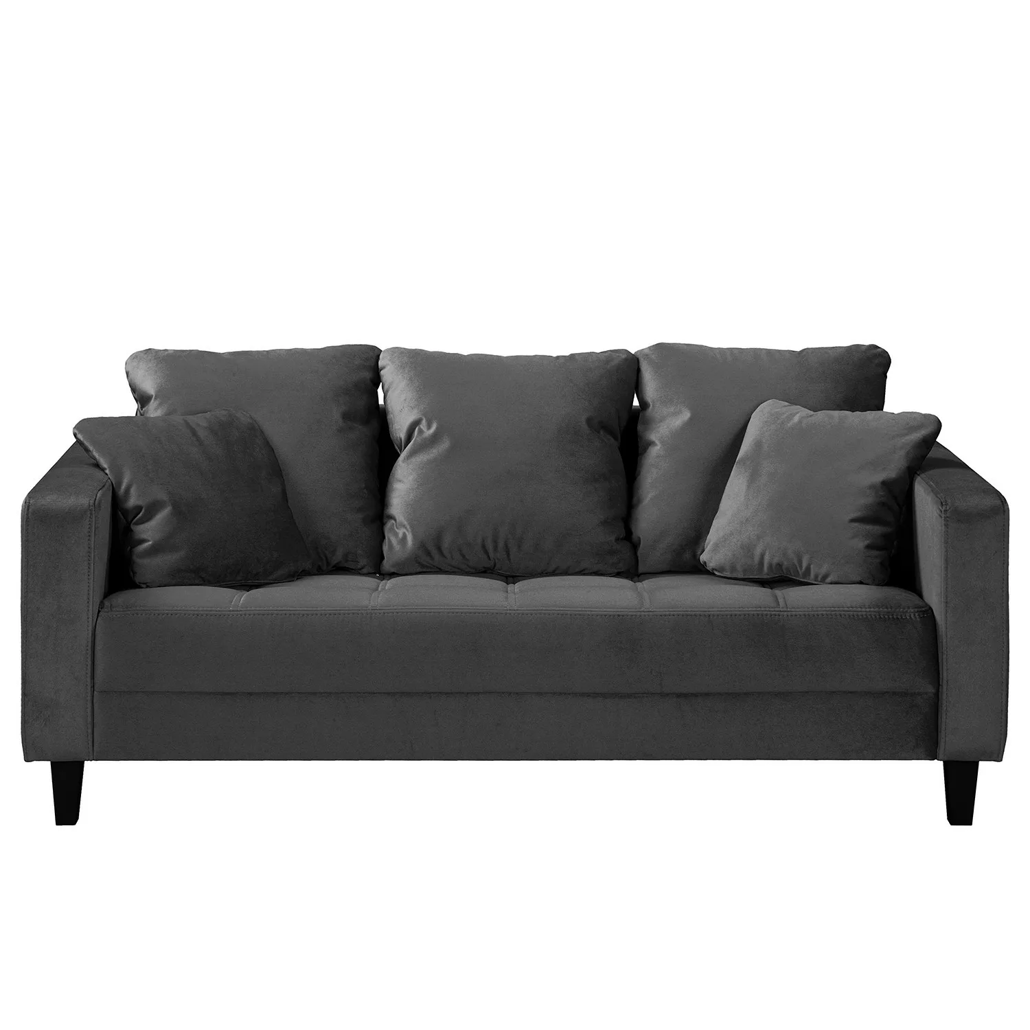 home24 Red Living Sofa Elnora 2-Sitzer Anthrazit Samt 178x85x90 cm günstig online kaufen