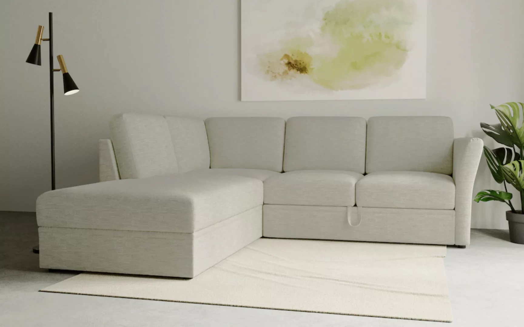 Home affaire Ecksofa "Lavars, L-Form, Schlafsofa", mit Bettfunktion und Sta günstig online kaufen