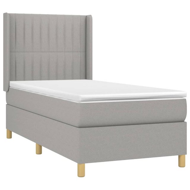 vidaXL Boxspringbett Boxspringbett mit Matratze Hellgrau 80x200 cm Stoff Be günstig online kaufen