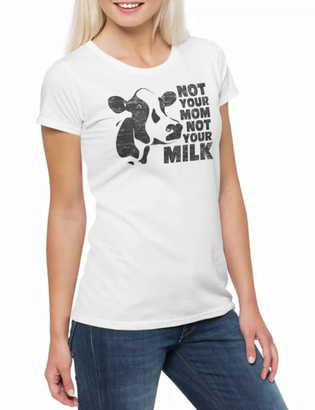 Urban Backwoods Print-Shirt Not Your Mom Not Your Milk Damen T-Shirt Vegan günstig online kaufen