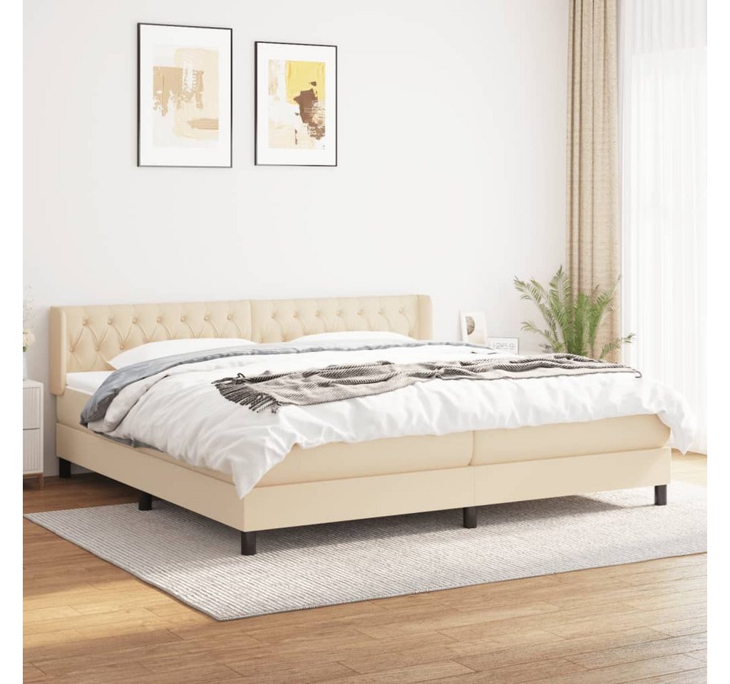 vidaXL Boxspringbett Boxspringbett mit Matratze Creme 200x200 cm Stoff Bett günstig online kaufen