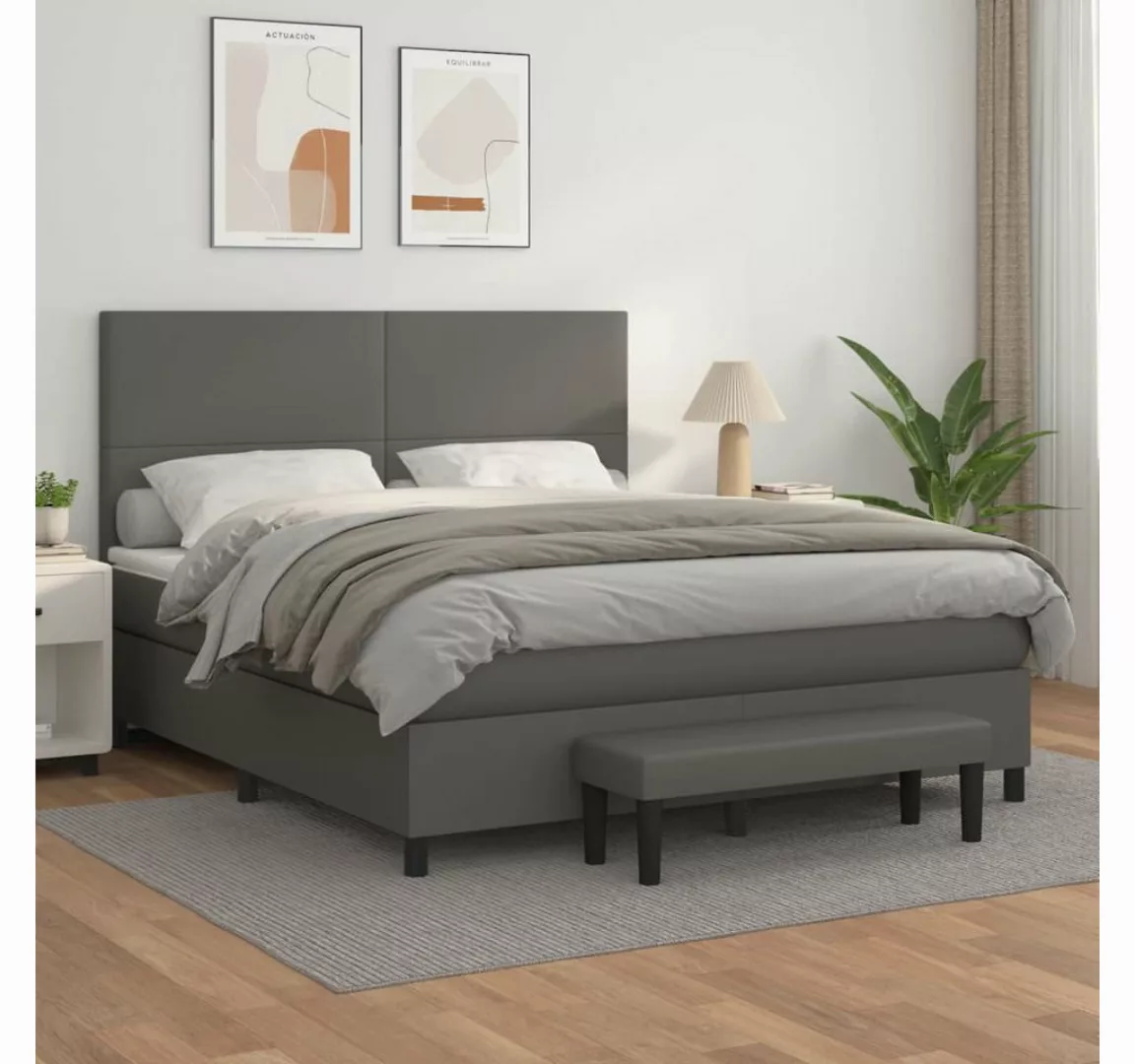 vidaXL Boxspringbett Boxspringbett mit Matratze und Fusshocker Kunstleder ( günstig online kaufen