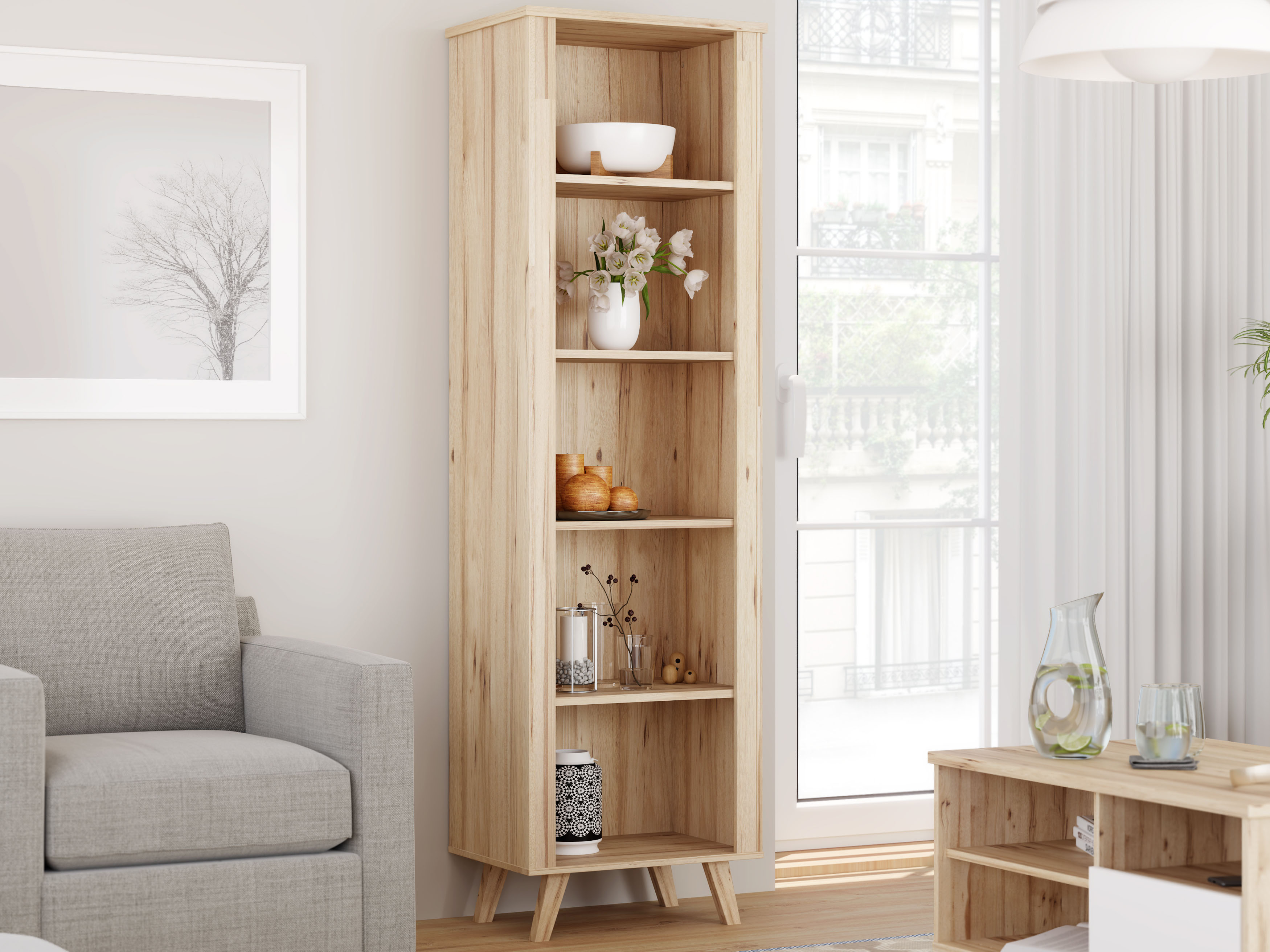 FORTE Wandregal "Vankka Regal", (B/H/T 59,7/201,5/41,7 cm), Regal, Holzfüße günstig online kaufen