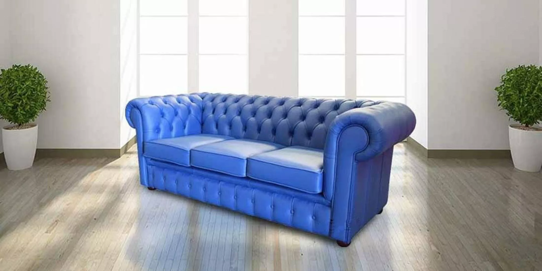 Xlmoebel Sofa Neues blau-schwarzes Kunstleder-Sofa für drei Personen, Herge günstig online kaufen