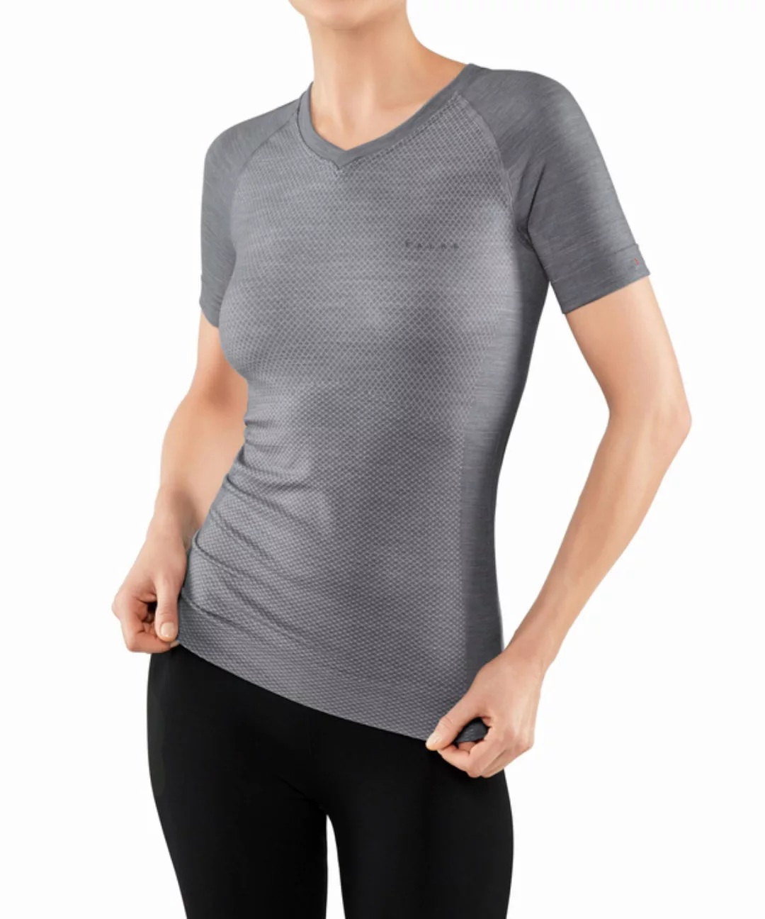 FALKE Damen Kurzarmshirt Wool-Tech Light, XL, Grau, Uni, Schurwolle, 33460- günstig online kaufen