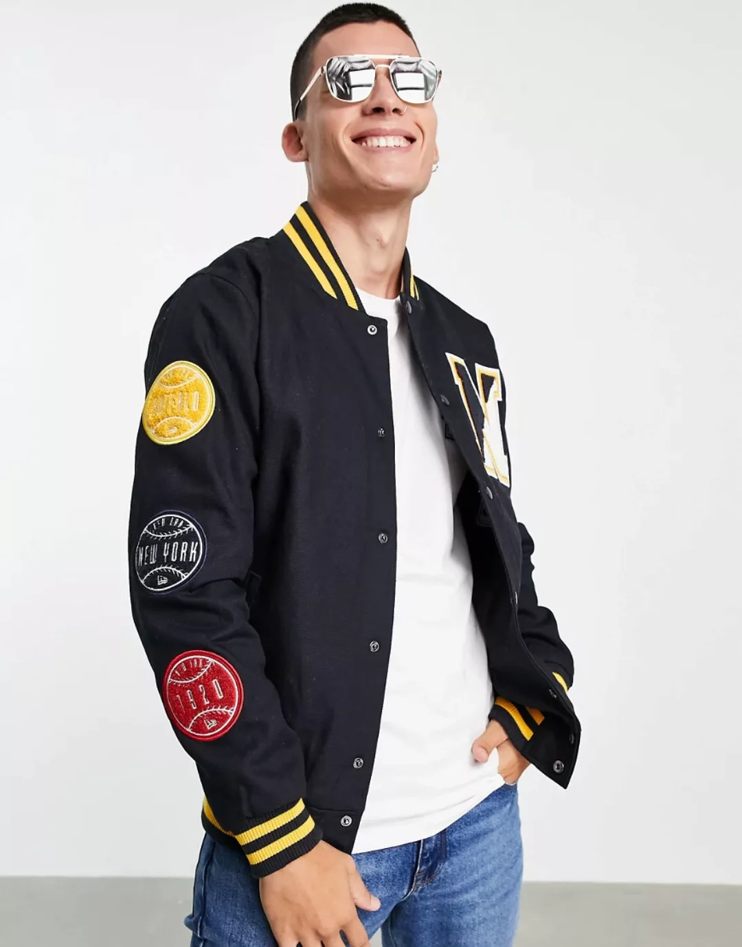 New Era – Heritage – Marineblaue Jacke im Collegestil günstig online kaufen