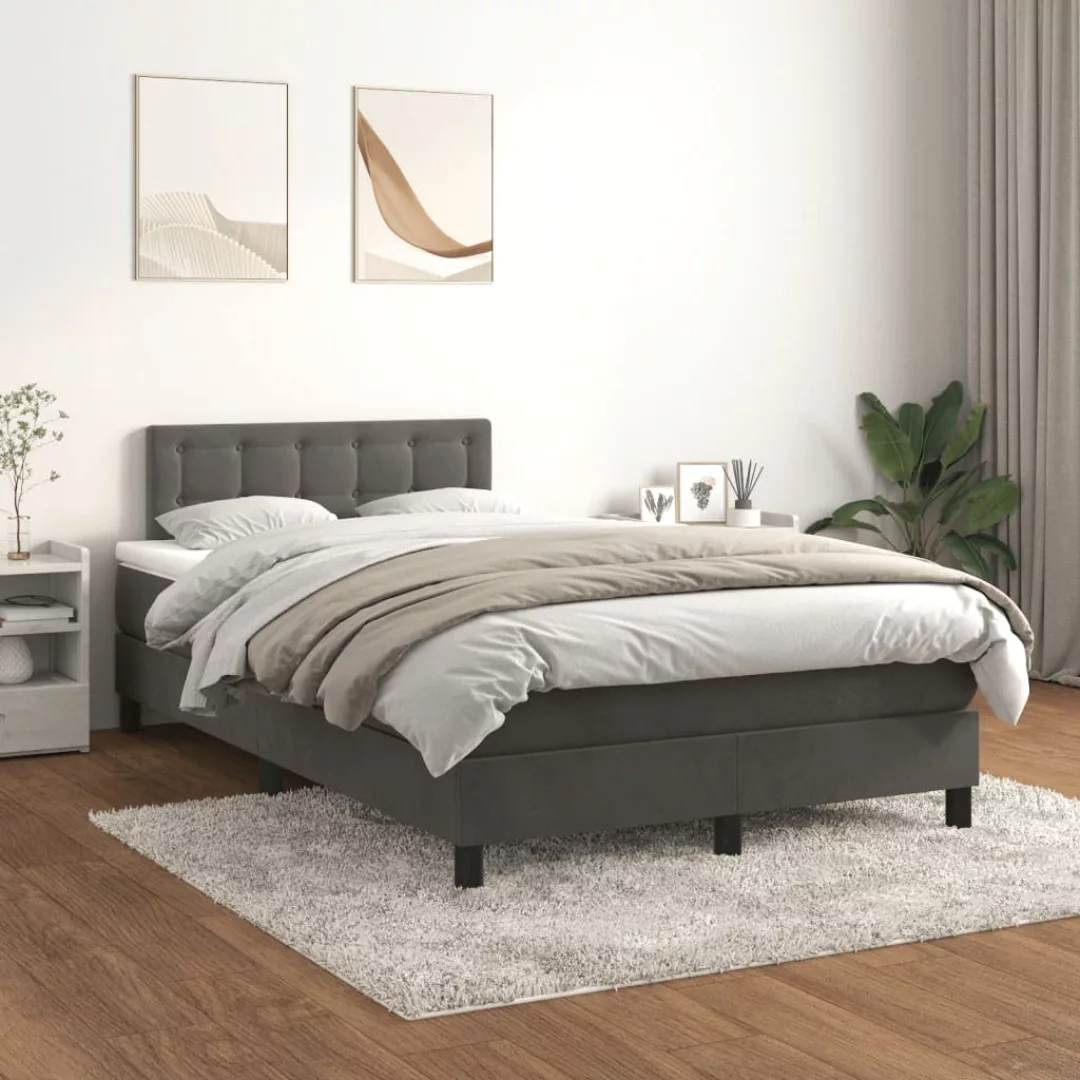 vidaXL Bettgestell Boxspringbett mit Matratze Dunkelgrau 120x200 cm Samt Be günstig online kaufen