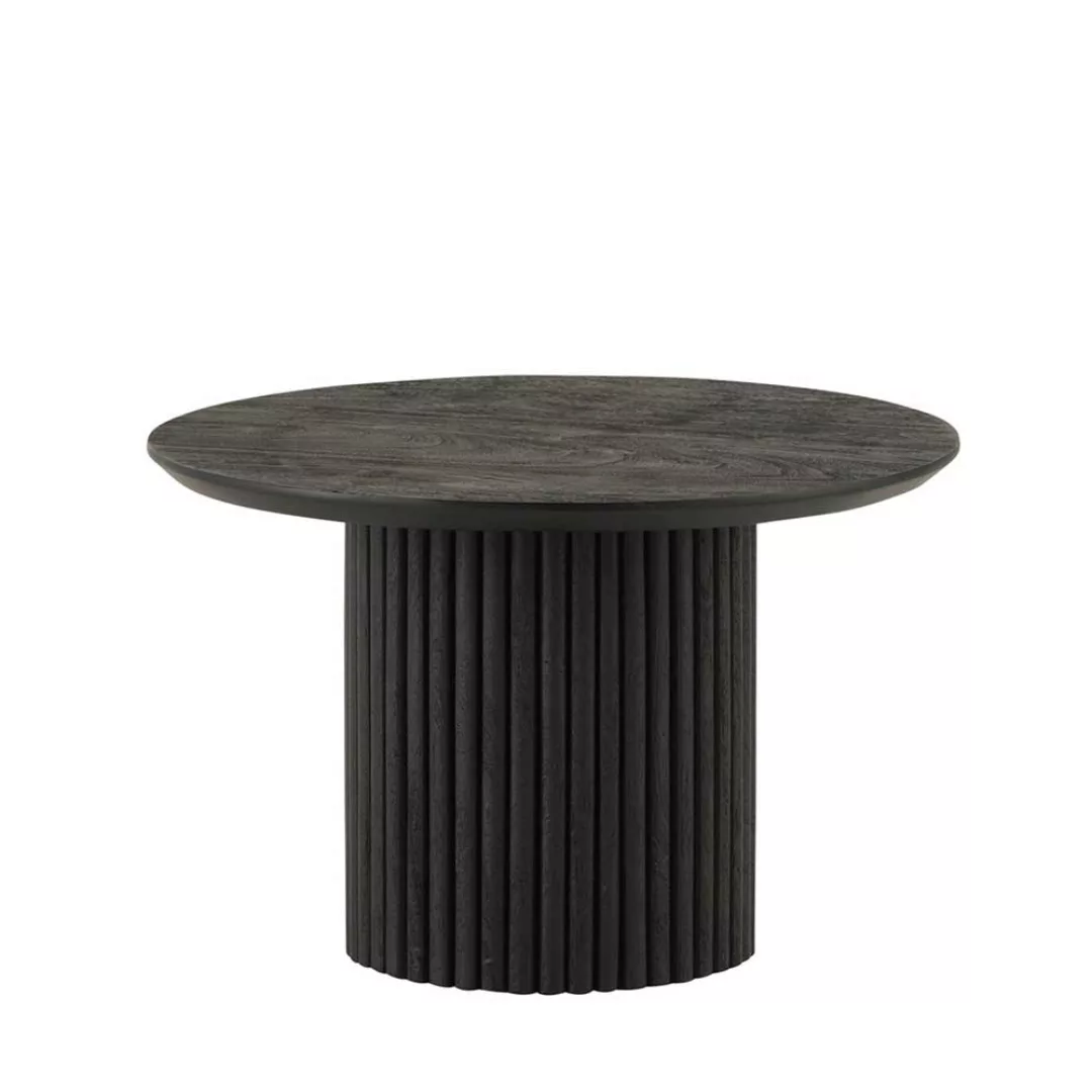 Couchtisch schwarz massiv in modernem Design runder Tischplatte günstig online kaufen