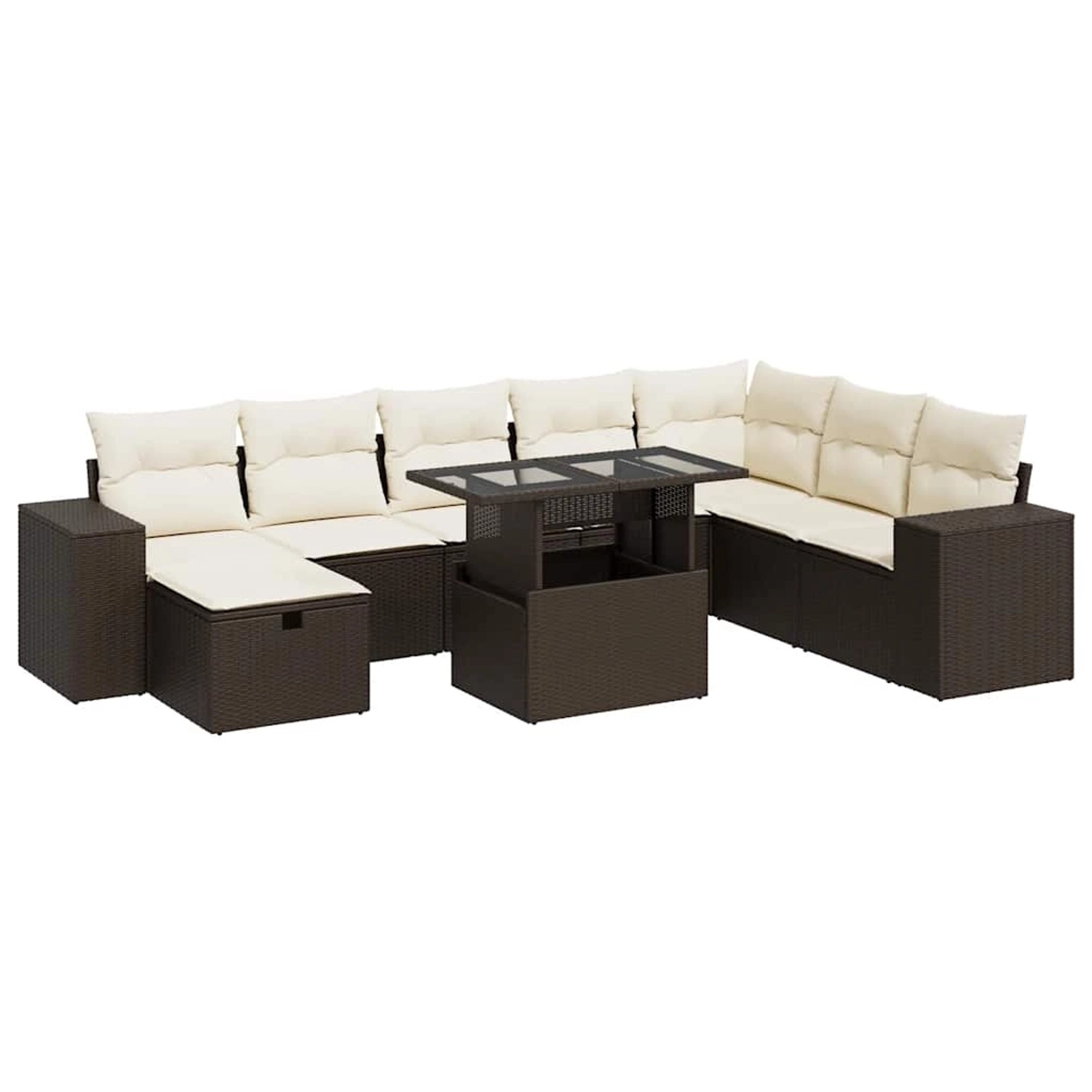 vidaXL 9-Tlg Garten-Sofagarnitur mit Kissen Braun Poly Rattan 3327963 günstig online kaufen