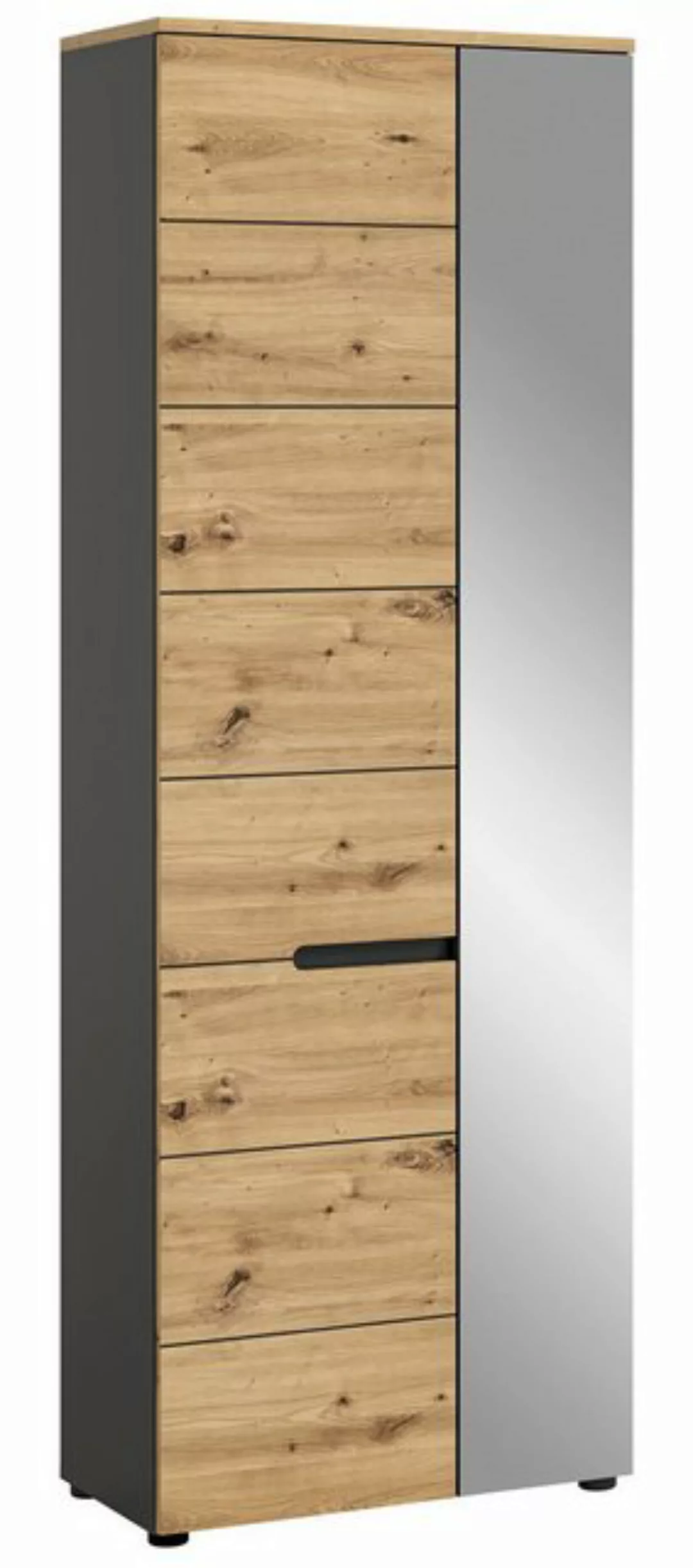 xonox.home Garderobenschrank in Basalt Grau / Artisan - 65x190x37cm (BxHxT) günstig online kaufen