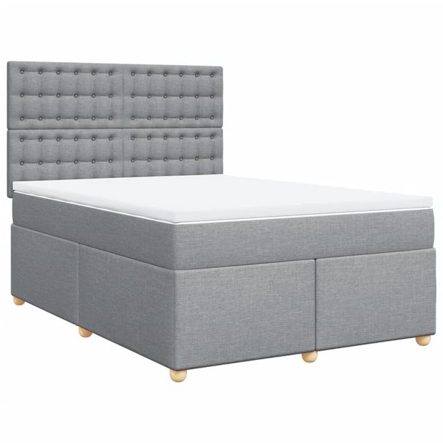 vidaXL Boxspringbett, Boxspringbett mit Matratze Hellgrau 160x200 cm Stoff günstig online kaufen