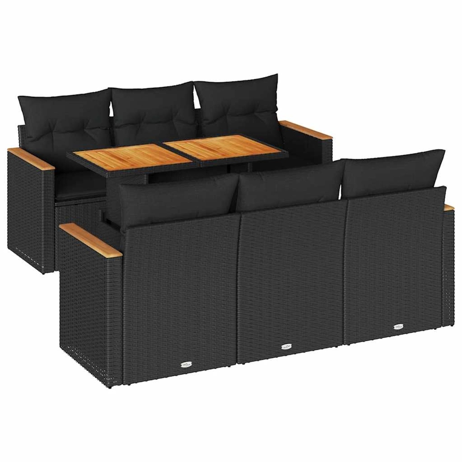 vidaXL 7-Tlg Garten-Sofagarnitur mit Kissen Schwarz Poly Rattan 3327443 günstig online kaufen