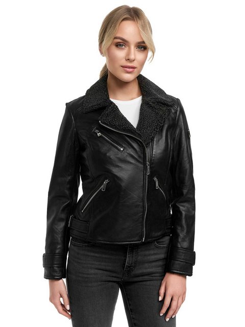 Tazzio Lederjacke F512 gefütterte Jacke mit coolen Zipper-Details & Reversk günstig online kaufen