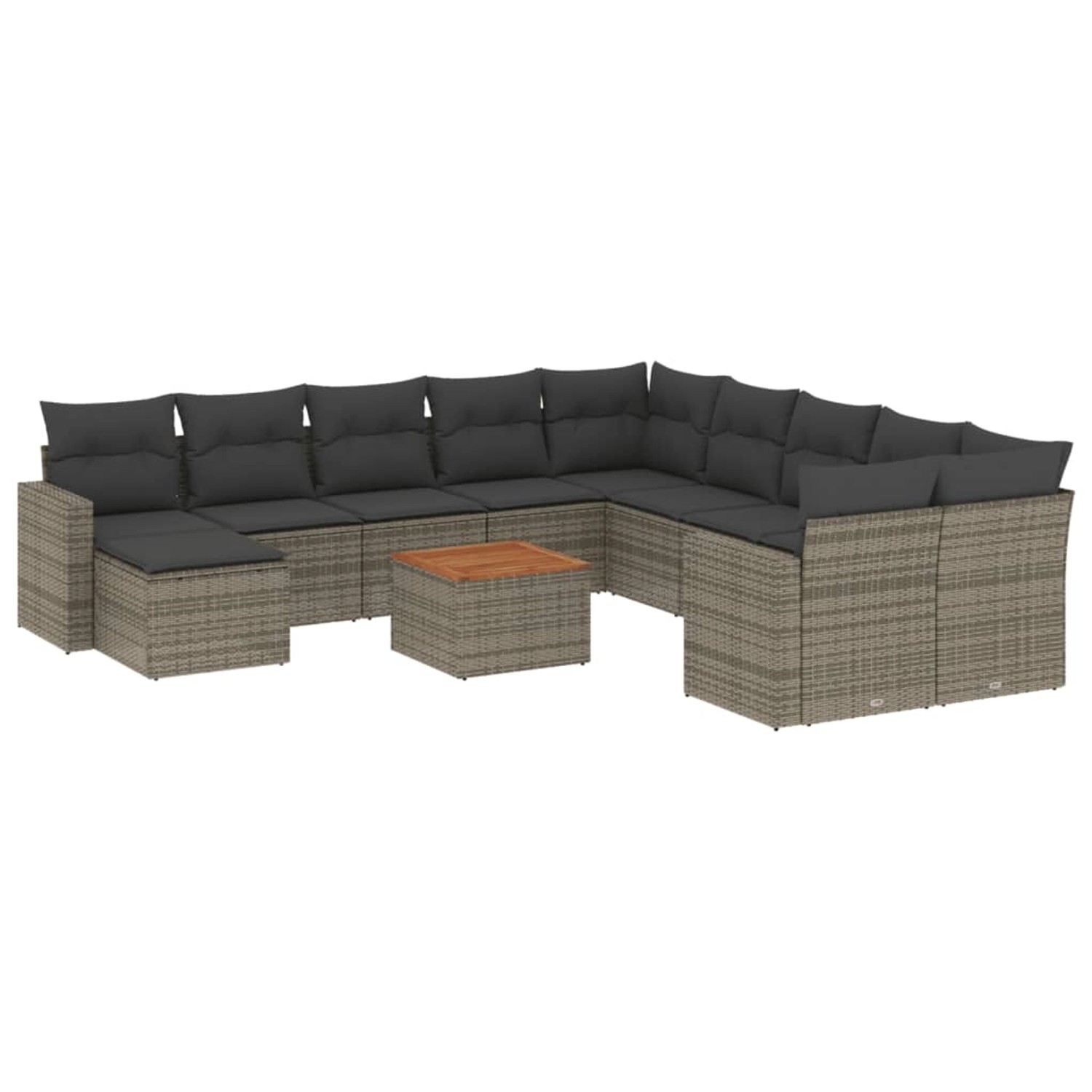 vidaXL 12-Tlg Garten-Sofagarnitur mit Kissen Grau Poly Rattan 3256753 günstig online kaufen