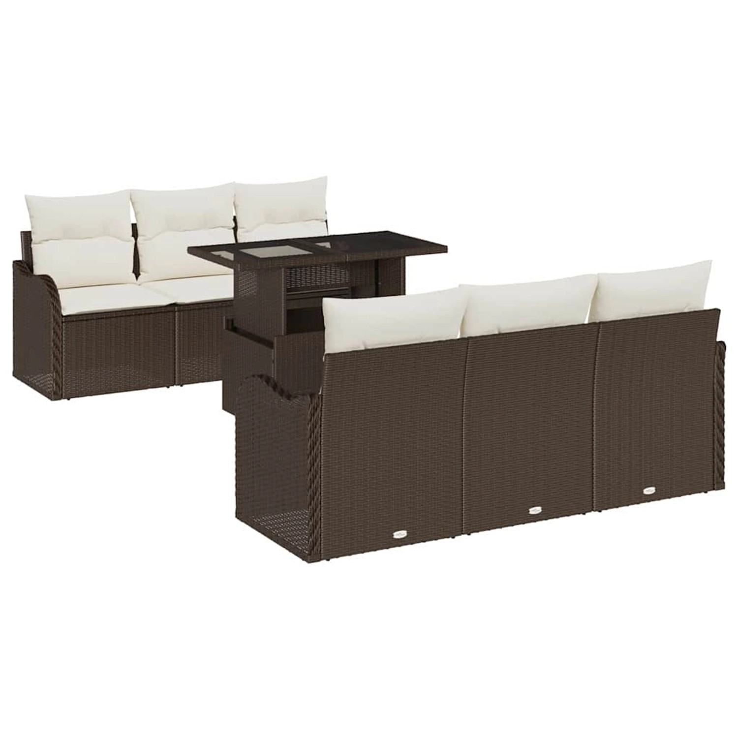 vidaXL Garten-Sofa-Set mit Kissen 7-Tlg Braun Poly Rattan 3348384 günstig online kaufen