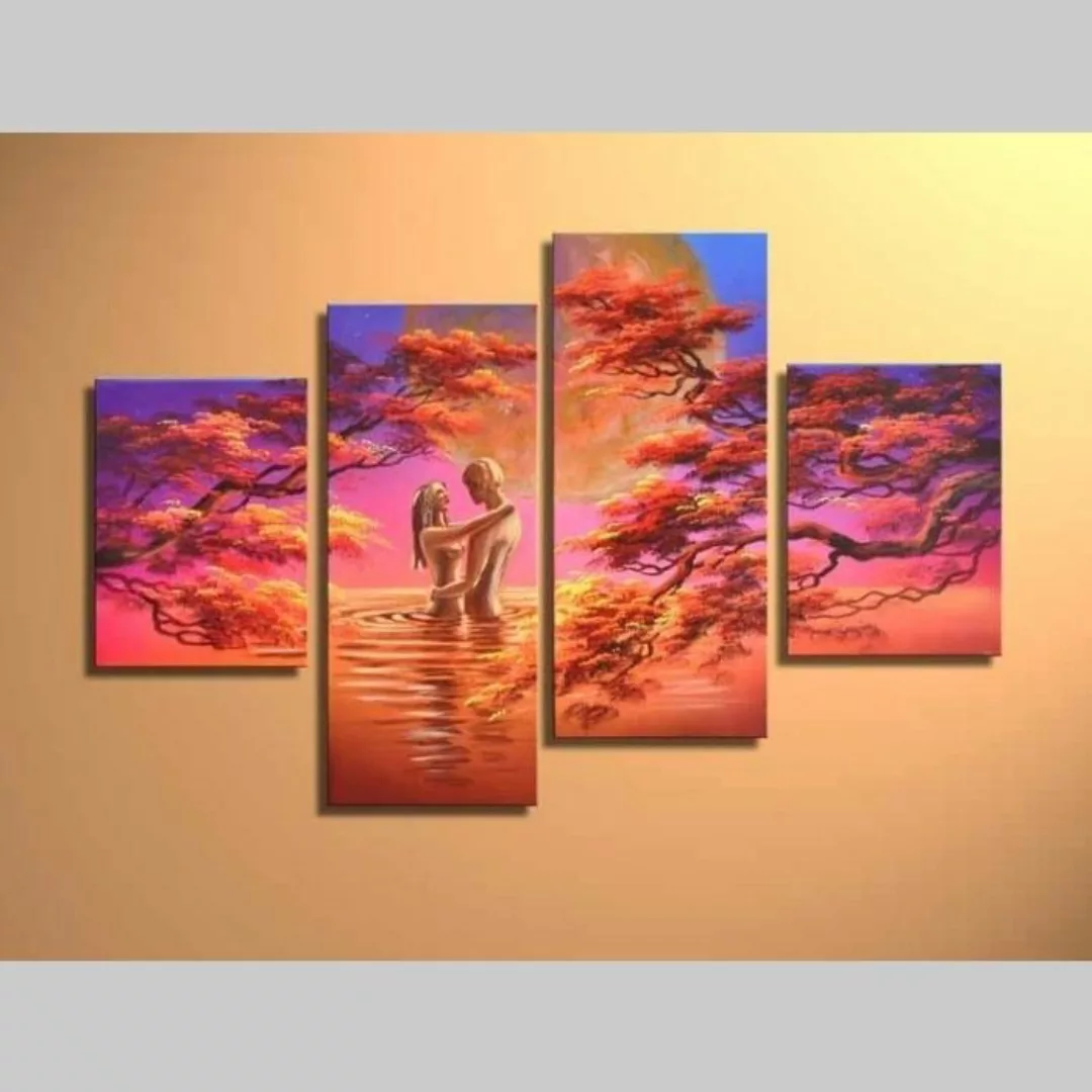 4 Leinwandbilder LIEBESPAAR (1) 120 x 80cm Handgemalt günstig online kaufen