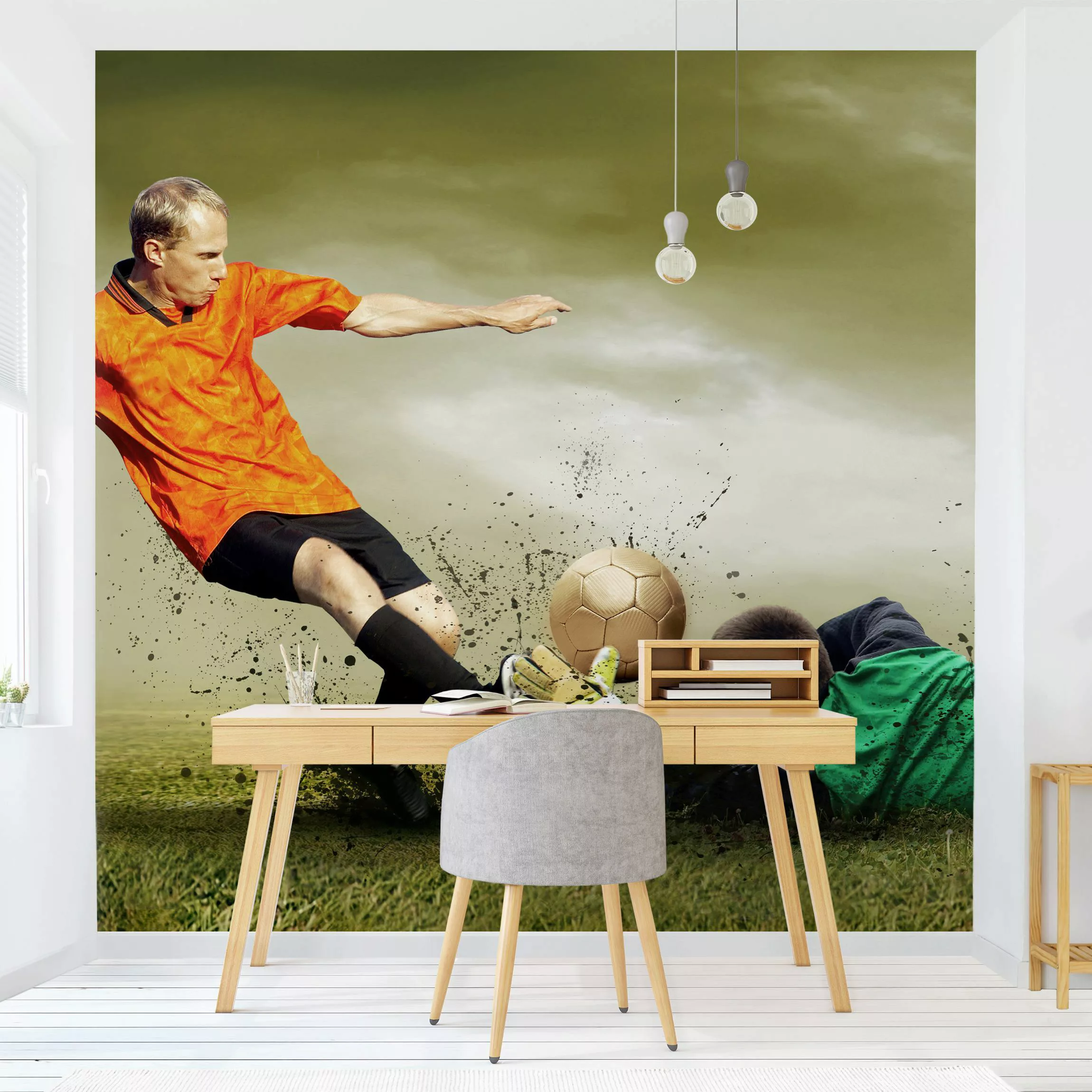Bilderwelten Fototapete Clash of the Football Players bunt Gr. 192 x 192 günstig online kaufen