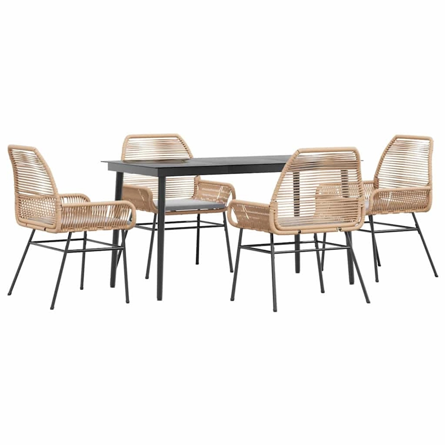 vidaXL 5-Tlg Garten-Essgruppe mit Kissen Braun Poly Rattan Glas 3334473 günstig online kaufen