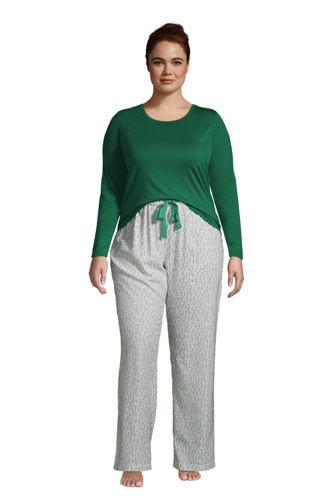 Flanell Pyjama-Set mit gemusterter Hose in großen Größen, Damen, Größe: 48- günstig online kaufen