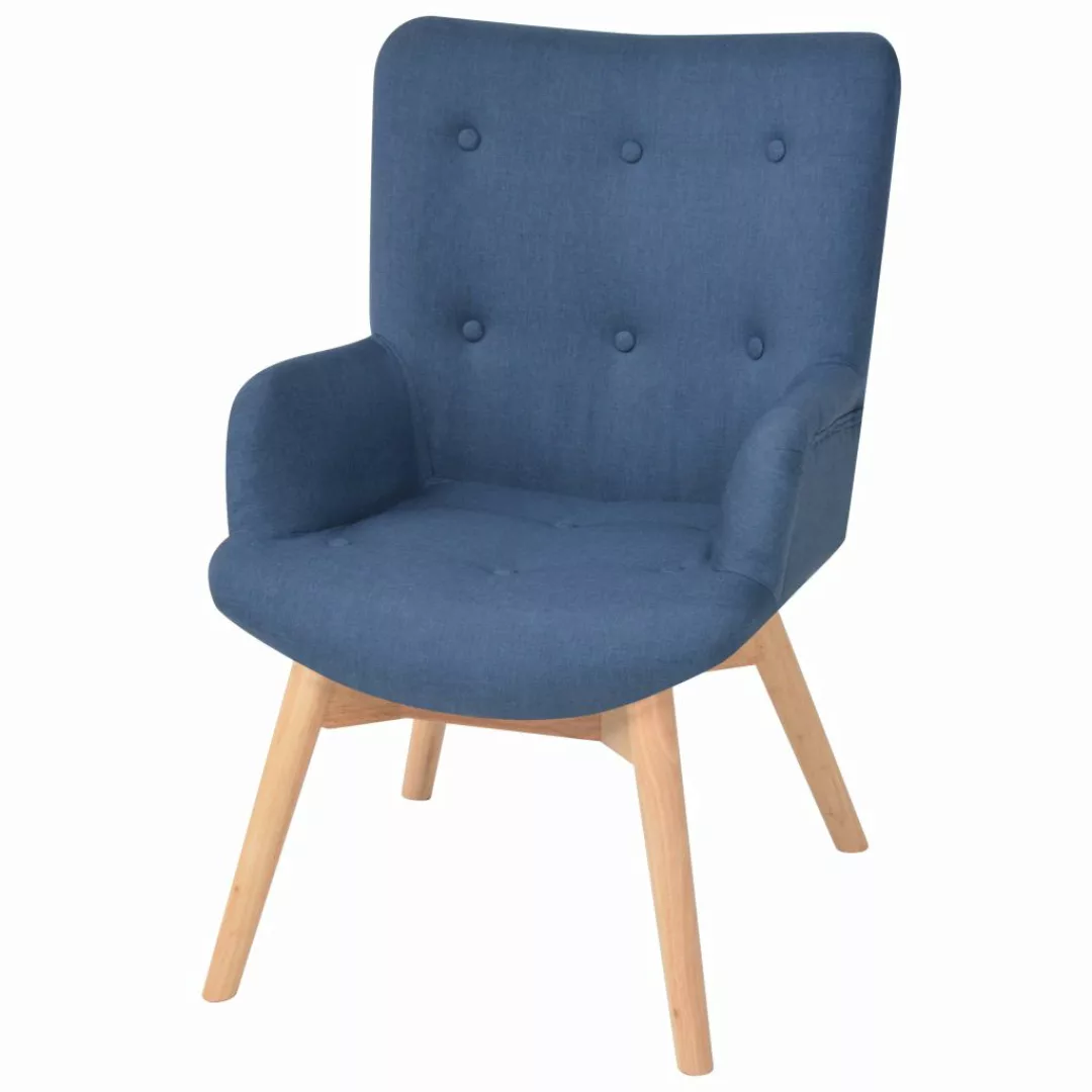 Sessel Mit Fußhocker Blau Stoff günstig online kaufen