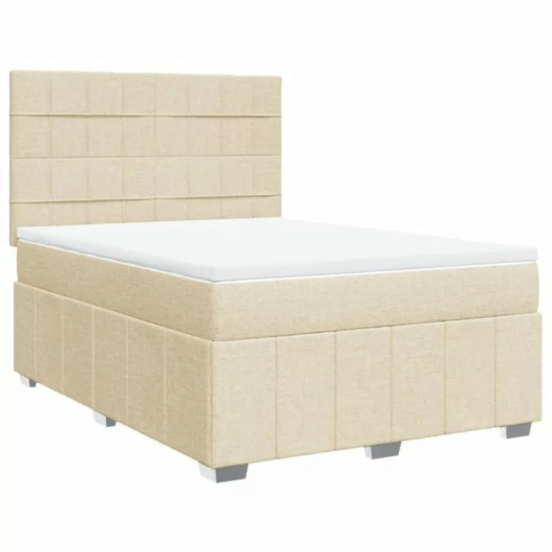 vidaXL Bett Boxspringbett mit Matratze Creme 140x200 cm Stoff günstig online kaufen