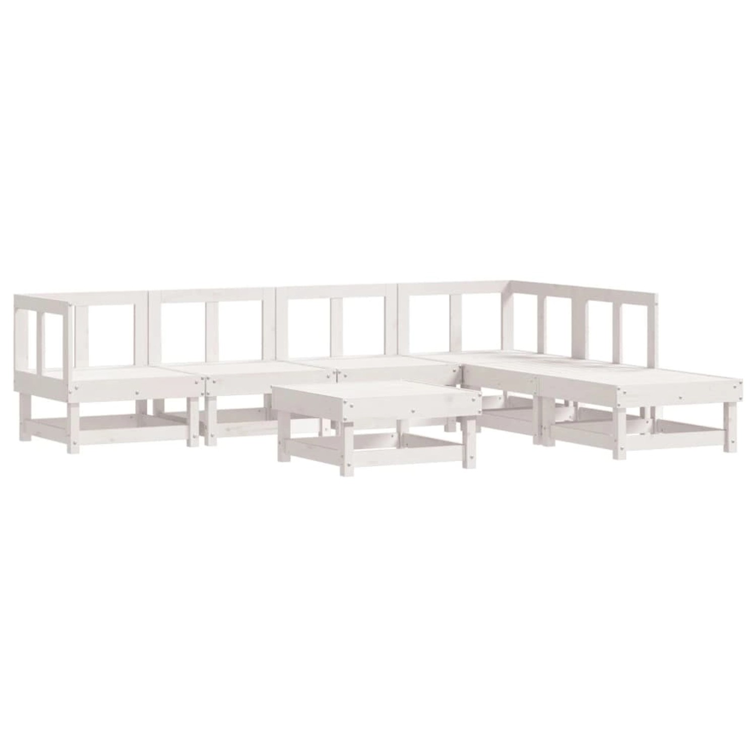 vidaXL 7-Tlg Garten-Lounge-Set Weiß Massivholz Kiefer 3186404 günstig online kaufen