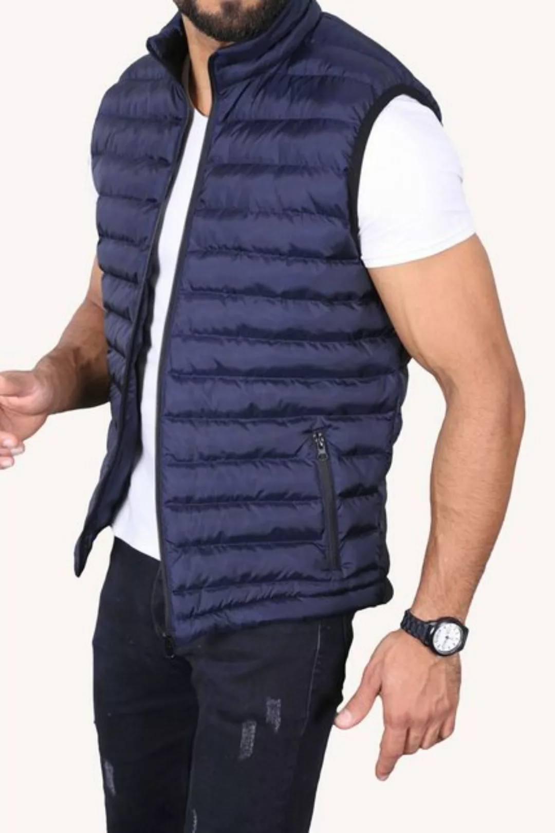 Megaman Jeans Steppweste Herren Steppweste Übergangs Bodywarmer Ärmellos Pr günstig online kaufen