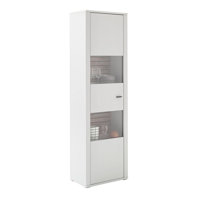 Lomadox Vitrine LAUREANA-05 Vitrinenschrank, 61cm breit, weiß mit Eiche günstig online kaufen