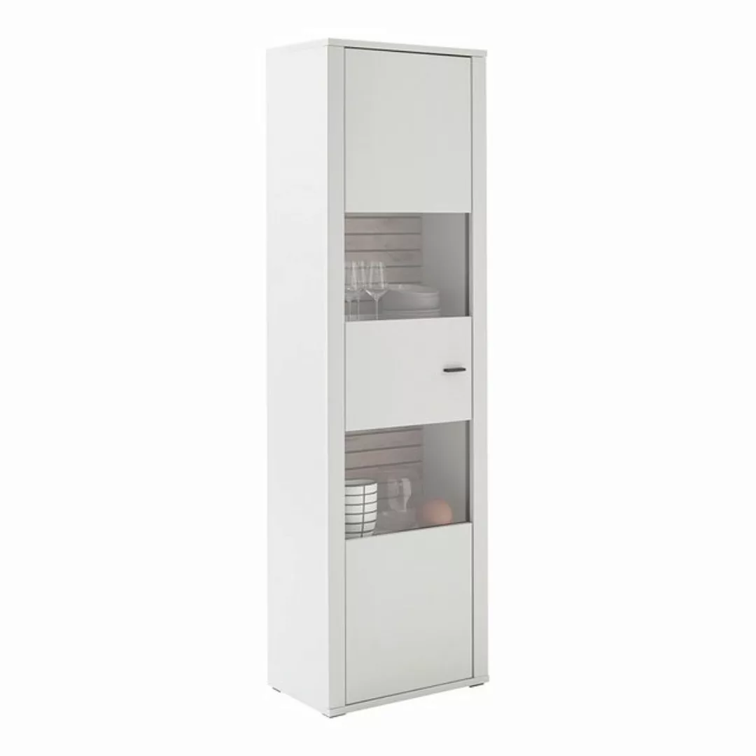 Lomadox Vitrine LAUREANA-05 Vitrinenschrank, 61cm breit, weiß mit Eiche günstig online kaufen