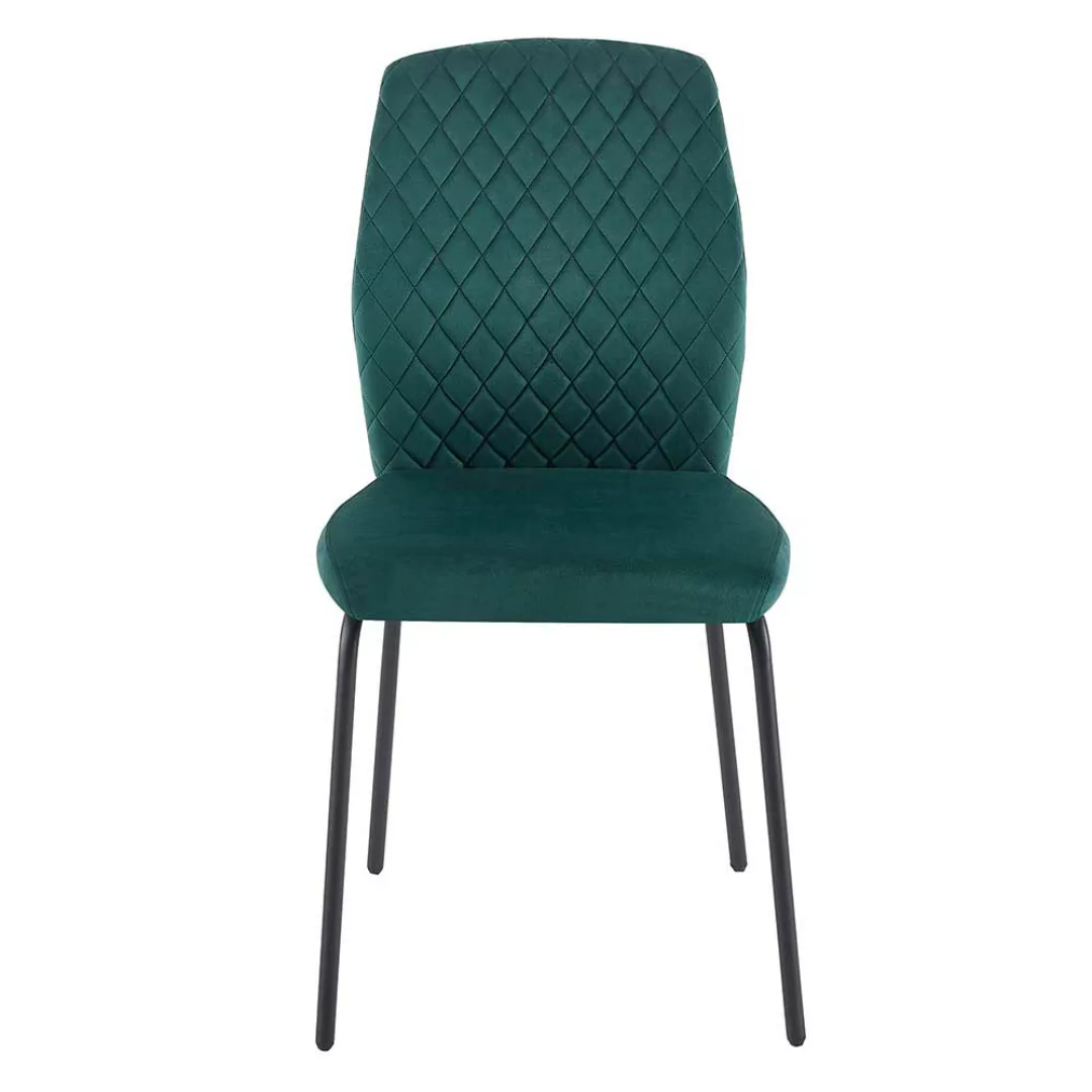 2 Stühle Samt und Metall in Grün und Schwarz aufwendigen Steppungen (2er Se günstig online kaufen