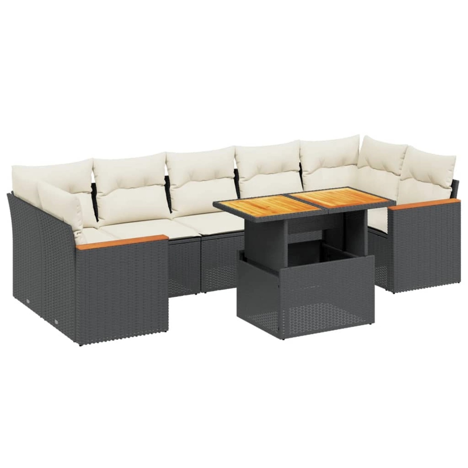 vidaXL 8-Tlg Garten-Sofagarnitur mit Kissen Schwarz Poly Rattan 3272988 günstig online kaufen