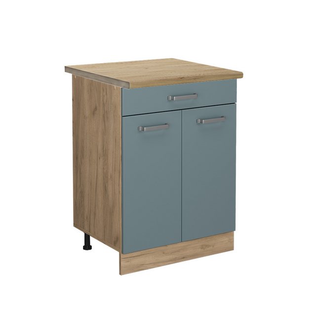 Vicco Unterschrank R-Line, Blau-Grau/Goldkraft Eiche, 60 cm mit Schublade, günstig online kaufen