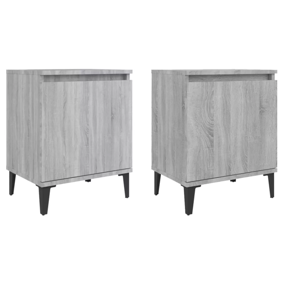 Vidaxl Nachttisch Mit Metallbeinen 2 Stk. Grau Sonoma 40x30x50 Cm günstig online kaufen