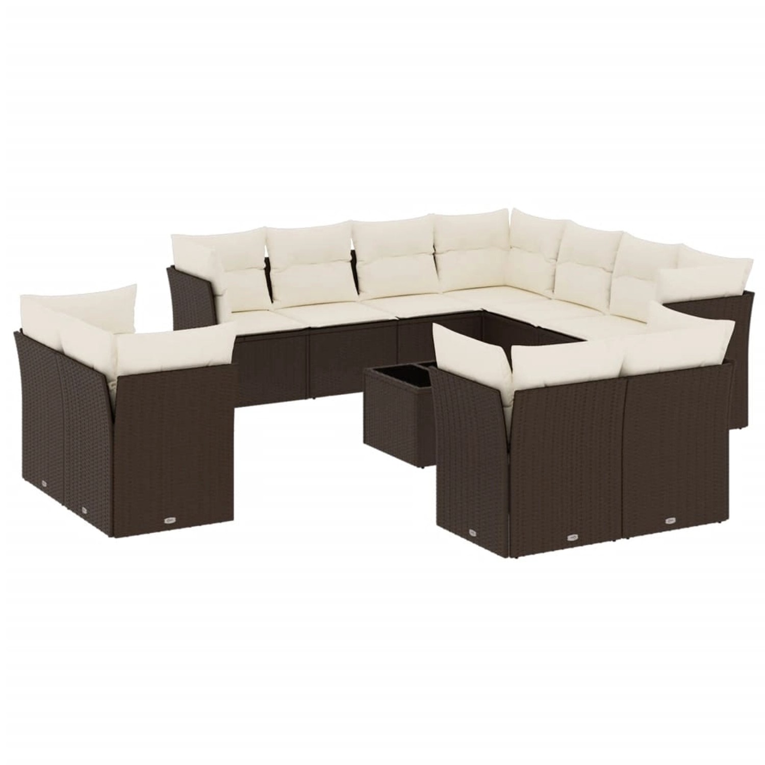 vidaXL 12-Tlg Garten-Sofagarnitur mit Kissen Braun Poly Rattan 3218523 günstig online kaufen