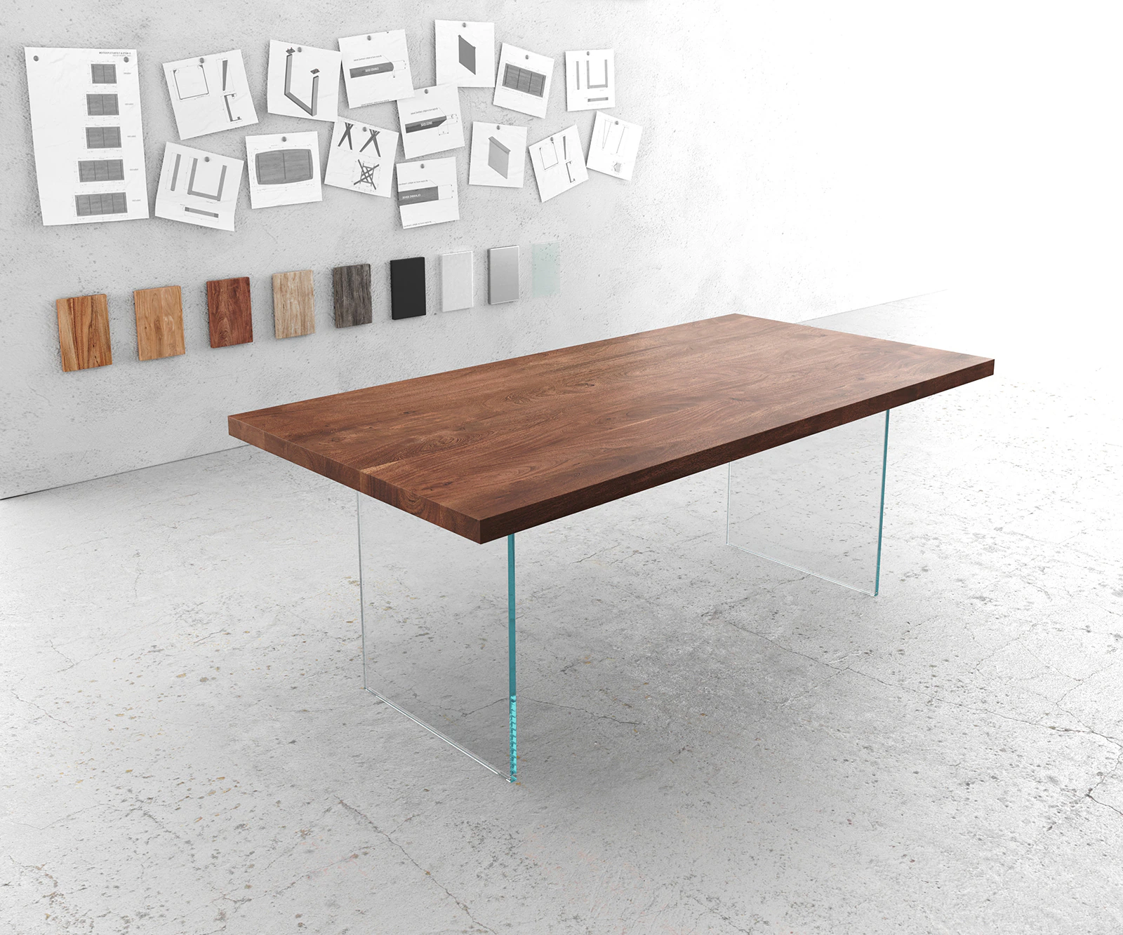 Esstisch Edge 200x100 XL Akazie Braun Glas günstig online kaufen