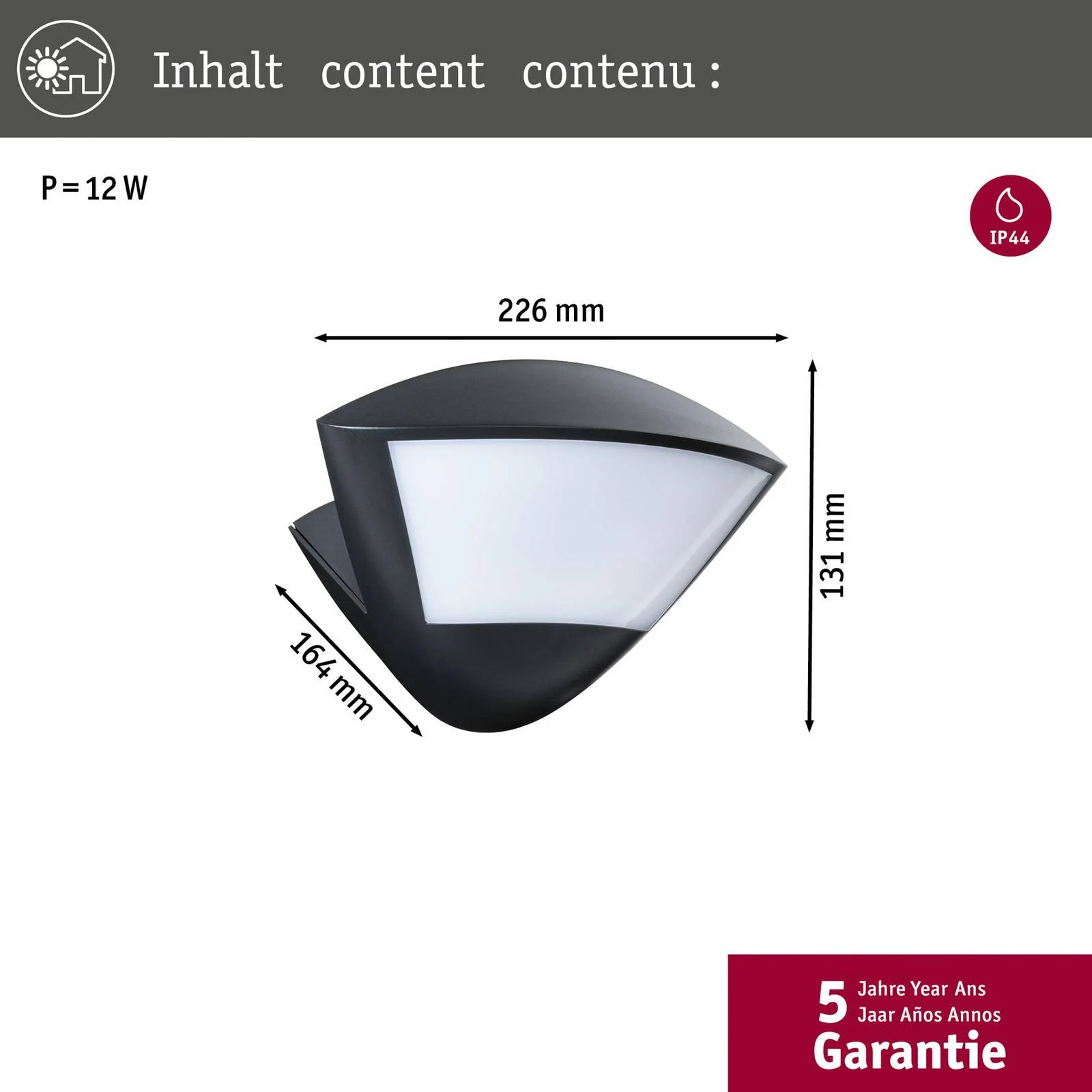 Paulmann Smart Sensoraußenwandlampe Skyla anthrazit CCT IP44 günstig online kaufen