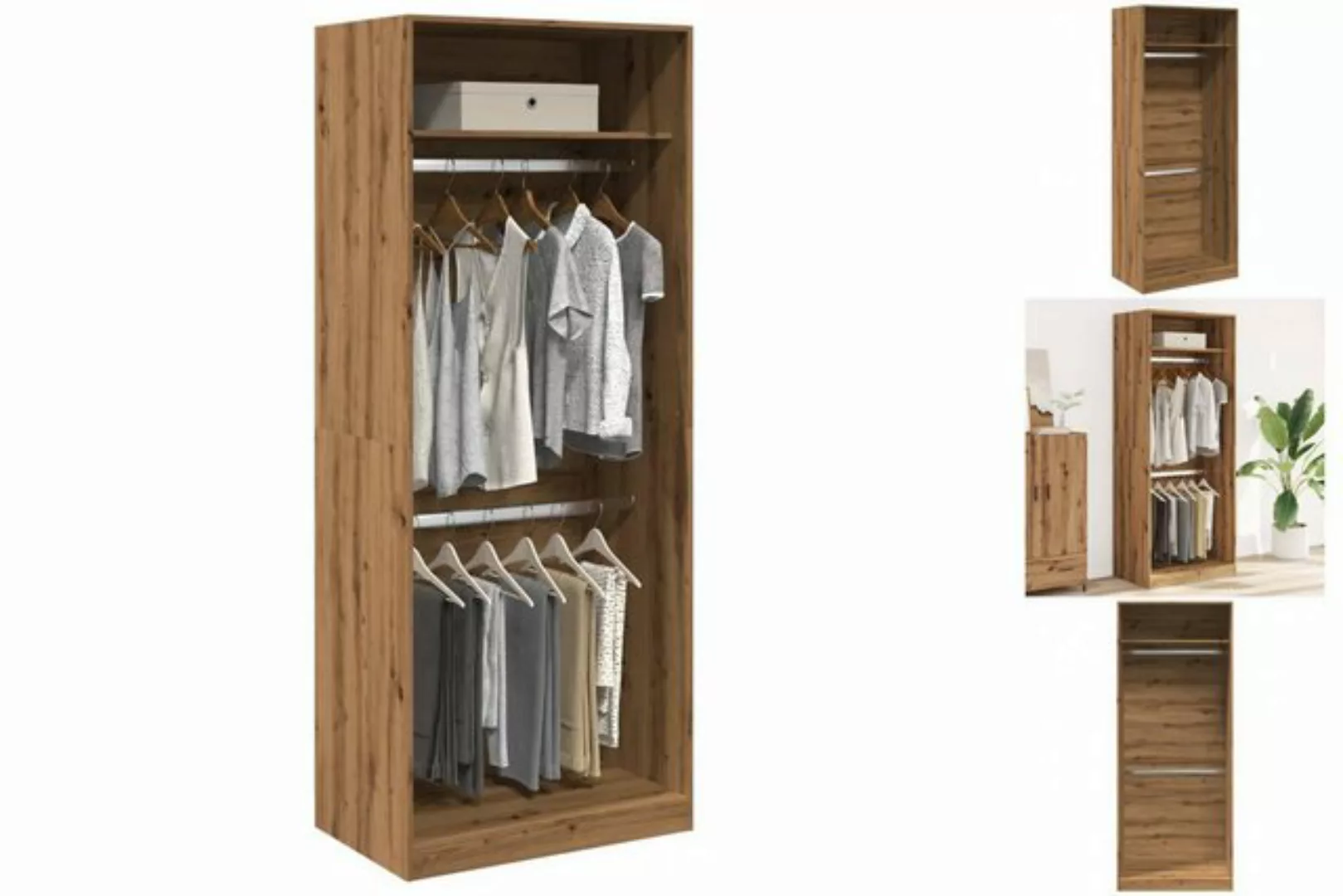 vidaXL Kleiderschrank Kleiderschrank Artisan-Eiche 80x50x200 cm Holzwerksto günstig online kaufen