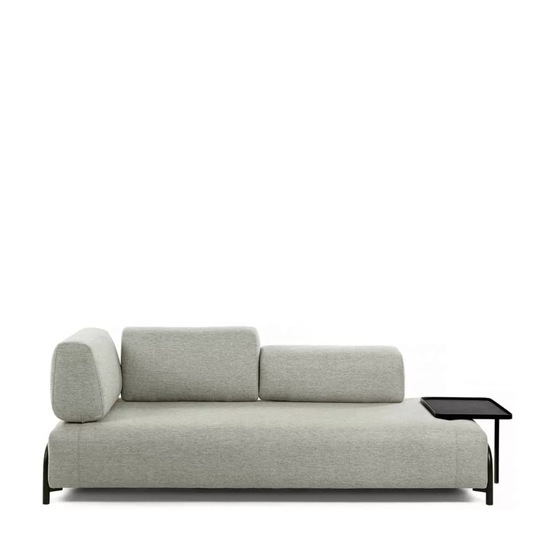 Zweier Sofa in Beige Stoff abnehmbarerem Stecktisch günstig online kaufen